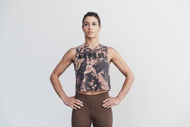 Nobull Muscle Tie-Dye Women's Tank Tops Brown Black | Australia (AV4023)